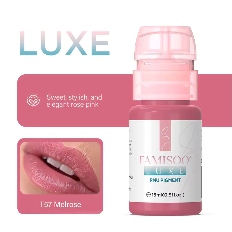 FAMISOO® LUXE Rose 15ml Liquid Lip PMU Pigment – 12 Colors for Lip Blush