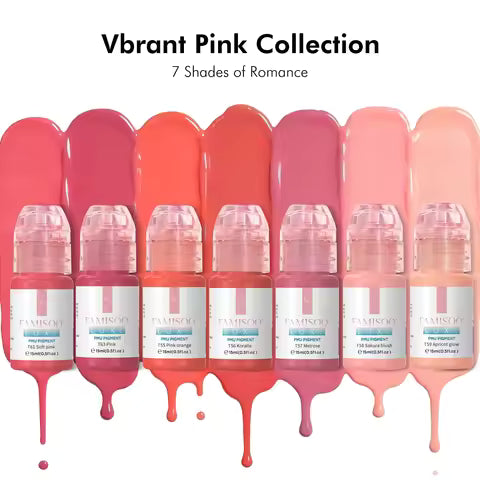 FAMISOO® LUXE Rose 15ml Liquid Lip PMU Pigment – 12 Colors for Lip Blush