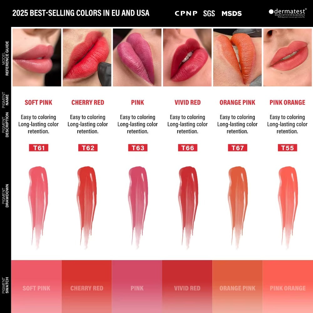 FAMISOO® LUXE Rose 15ml Liquid Lip PMU Pigment – 12 Colors for Lip Blush