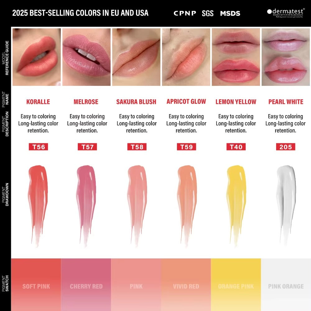 FAMISOO® LUXE Rose 15ml Liquid Lip PMU Pigment – 12 Colors for Lip Blush