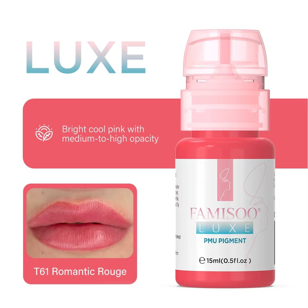 FAMISOO® LUXE Rose 15ml Liquid Lip PMU Pigment – 12 Colors for Lip Blush