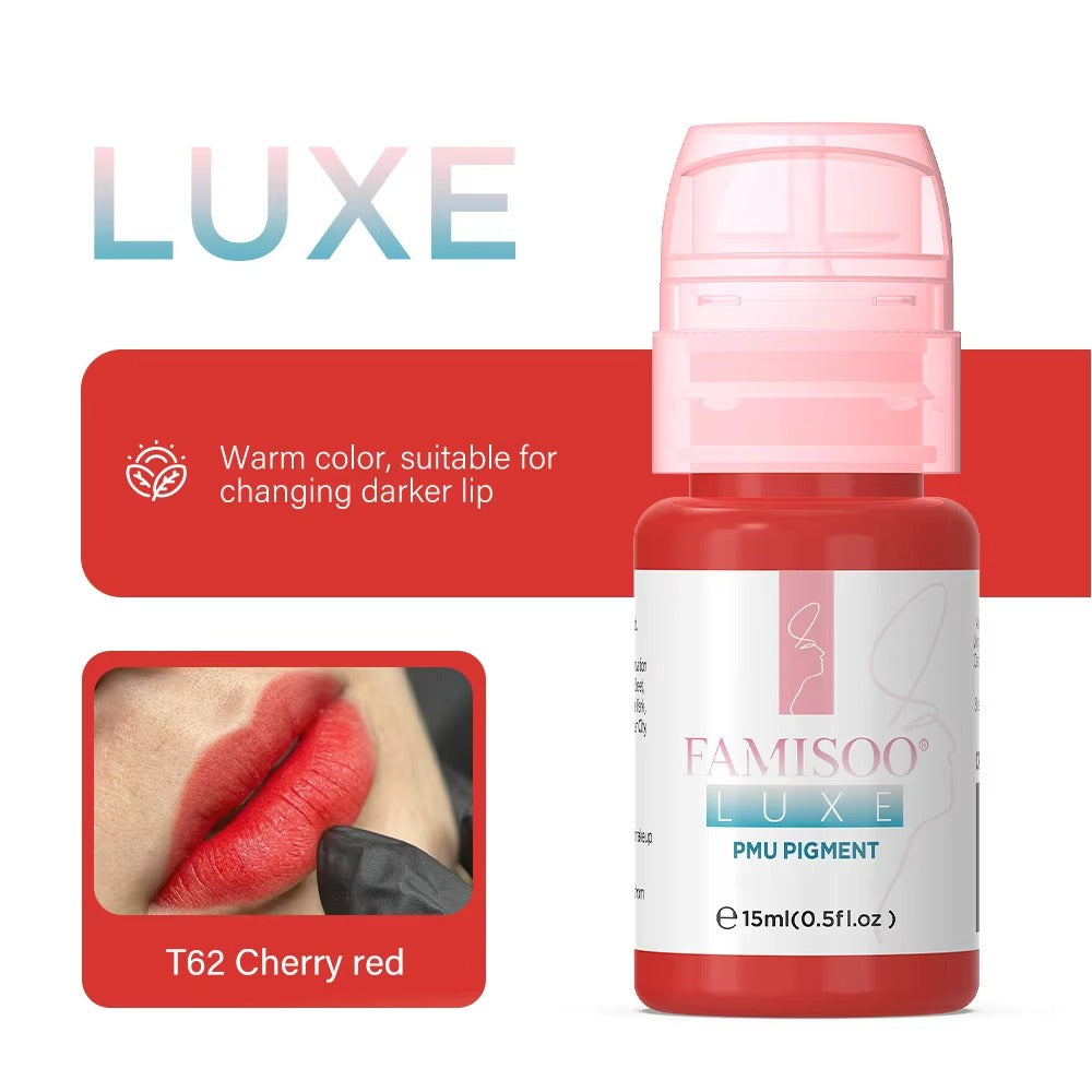 FAMISOO® LUXE Rose 15ml Liquid Lip PMU Pigment – 12 Colors for Lip Blush