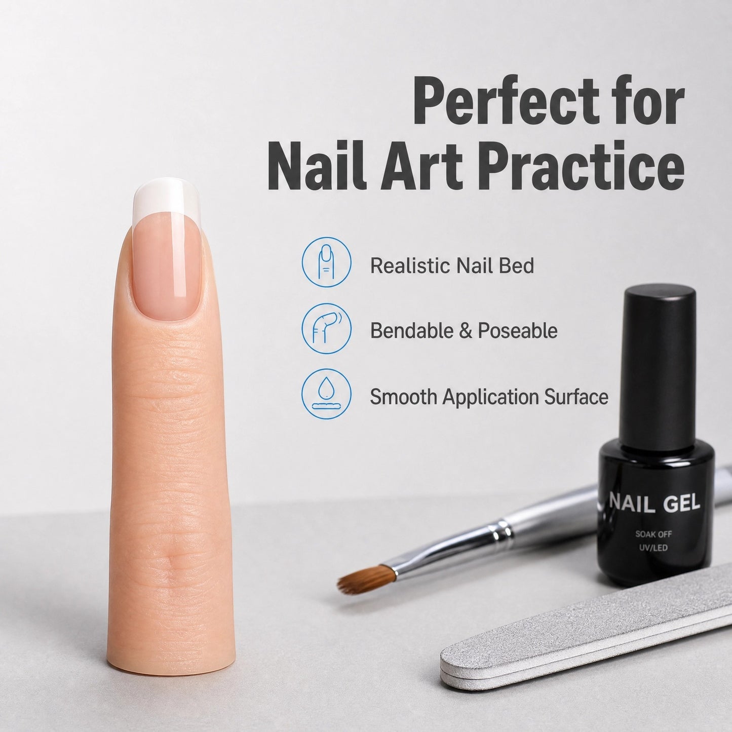 Flexible Silicone Nail Practice Finger – Bendable Manicure Training Finger Model