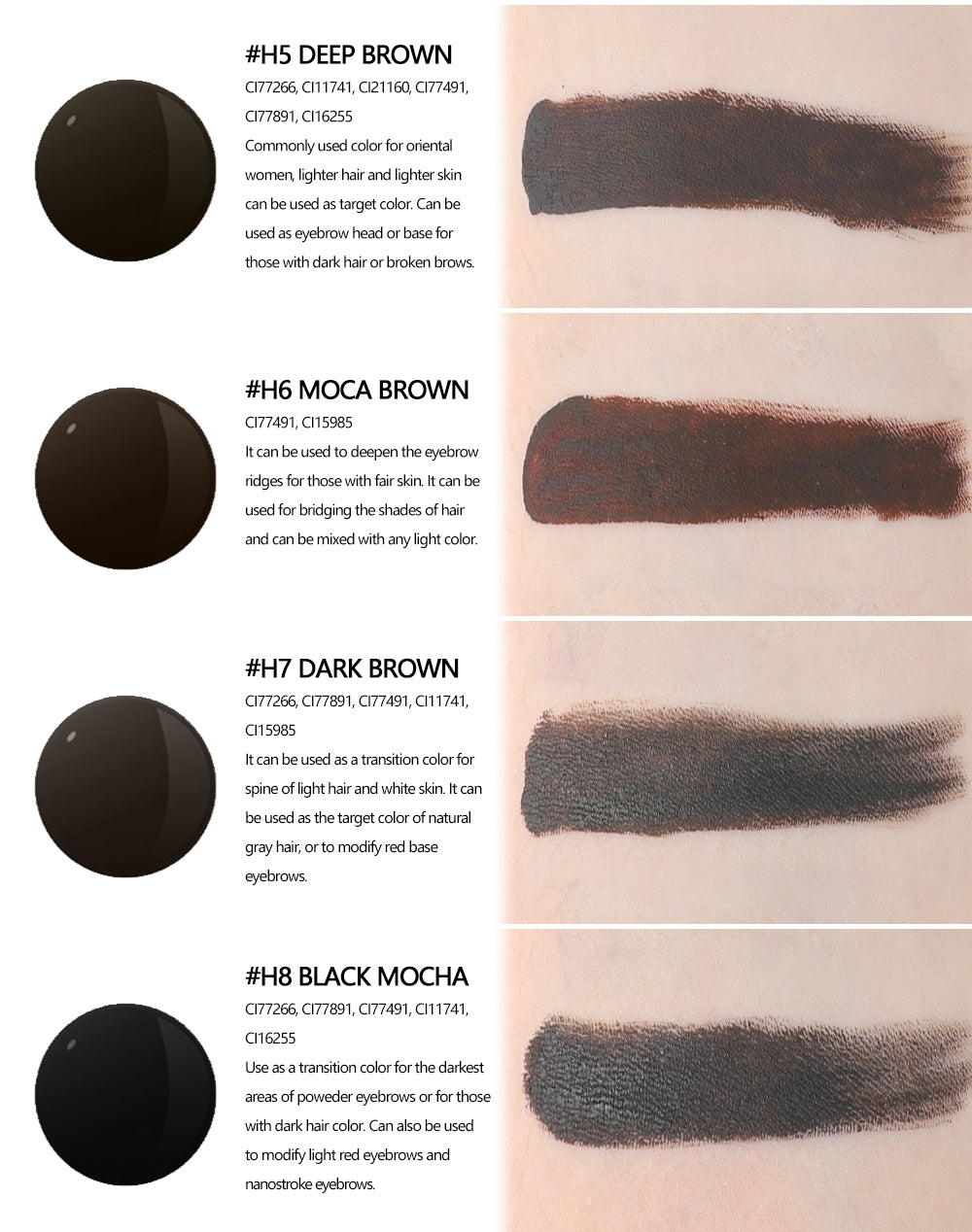 YD Hybrid Cream Pigment For Brows — 8 Professional Shades