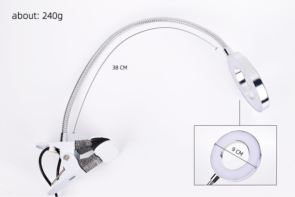 LED PMU Clamp Light – Adjustable Cold & Warm Light Beauty Lamp for Permanent Makeup, Nail & Lash Studio
