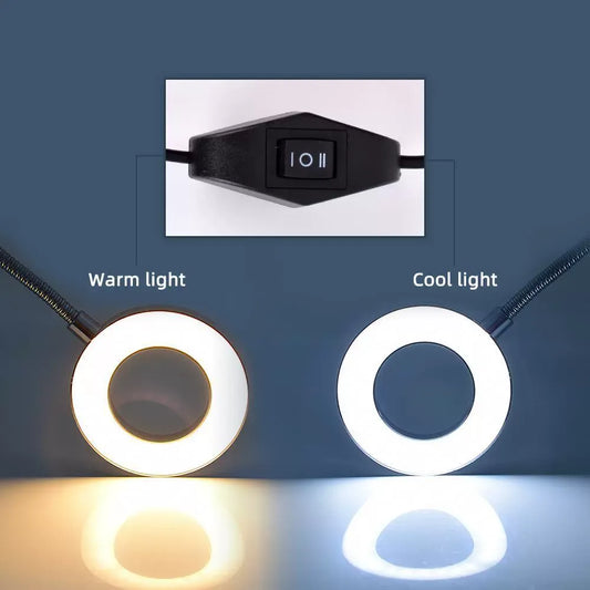 LED PMU Clamp Light – Adjustable Cold & Warm Light Beauty Lamp for Permanent Makeup, Nail & Lash Studio