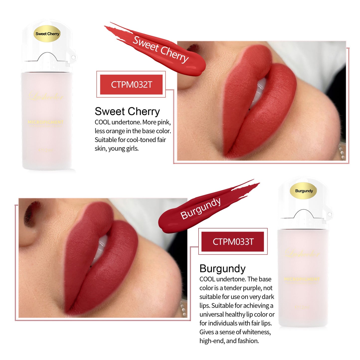 Lushcolor Red Pepper (Y) – Vibrant Warm Red Lip Blush PMU Pigment | 12ml