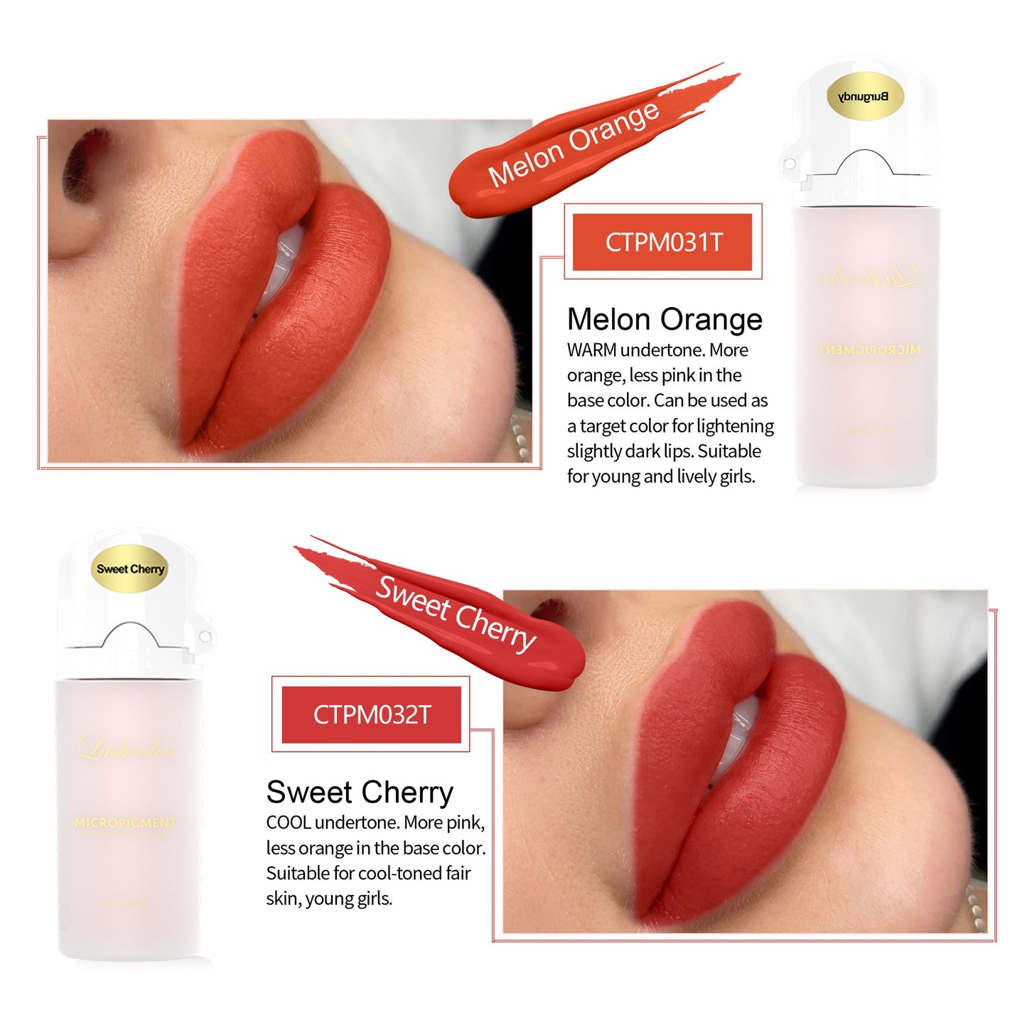 Lushcolor Red Pepper (Y) – Vibrant Warm Red Lip Blush PMU Pigment | 12ml