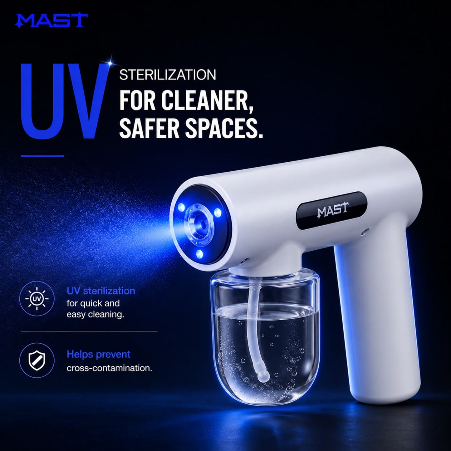 MAST Mini Disinfection Spray Gun | Portable UV Blue Light Cleaning Spray Tool for Tattoo Studio & Professional Workspaces