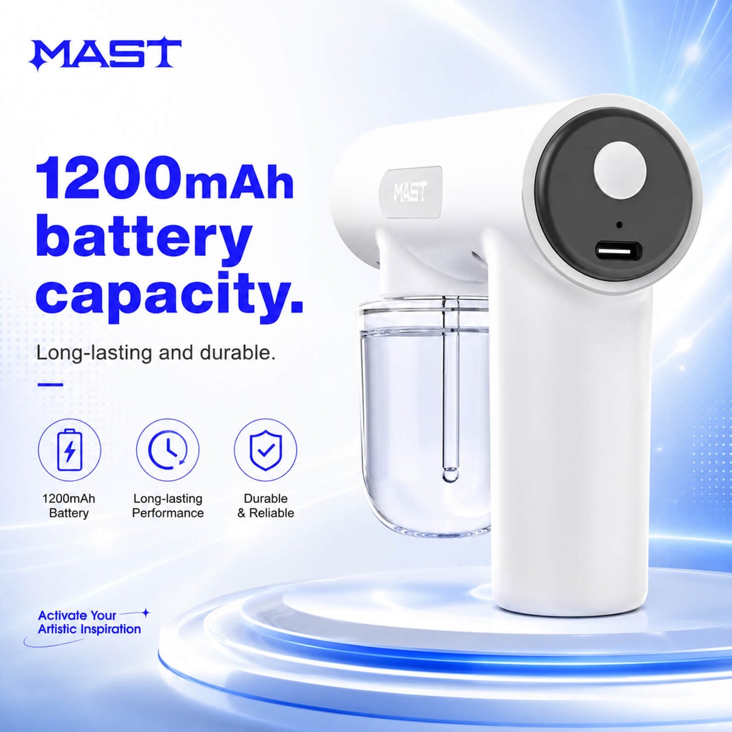 MAST Mini Disinfection Spray Gun | Portable UV Blue Light Cleaning Spray Tool for Tattoo Studio & Professional Workspaces
