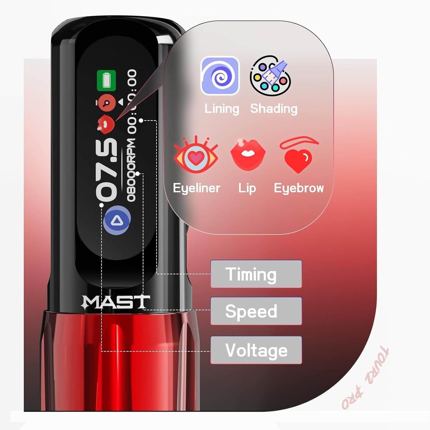 MAST Tour 2 Pro Wireless Tattoo Pen Machine | 3.5mm Stroke Lightweight PMU & Tattoo Machine