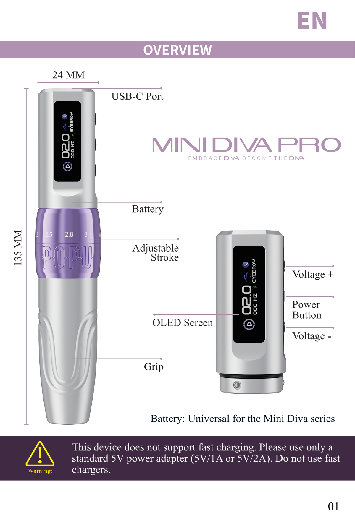 POPU MINI DIVA Pro Wireless PMU Machine – 2.0–3.5mm Adjustable Stroke, 2V Start-Up