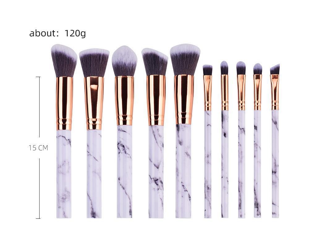 Marble Pattern Makeup Brush Set – 10pcs Professional Cosmetic Brush Kit
