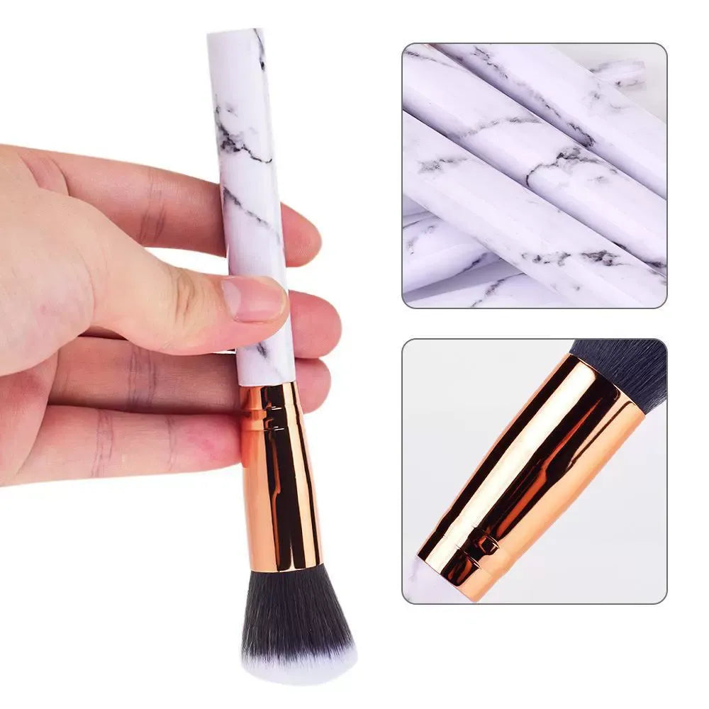 Marble Pattern Makeup Brush Set – 10pcs Professional Cosmetic Brush Kit