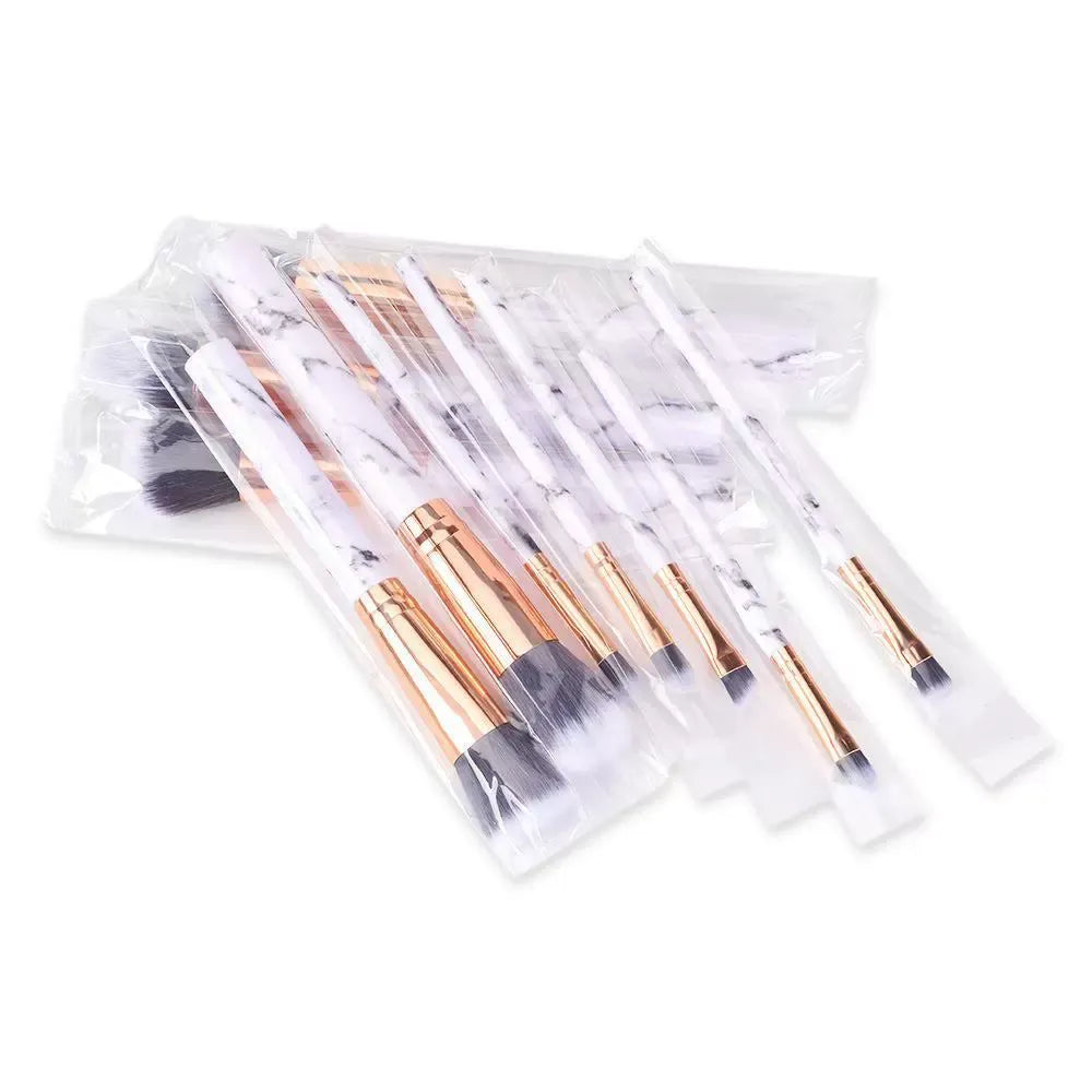 Marble Pattern Makeup Brush Set – 10pcs Professional Cosmetic Brush Kit