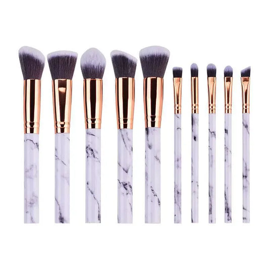 Marble Pattern Makeup Brush Set – 10pcs Professional Cosmetic Brush Kit