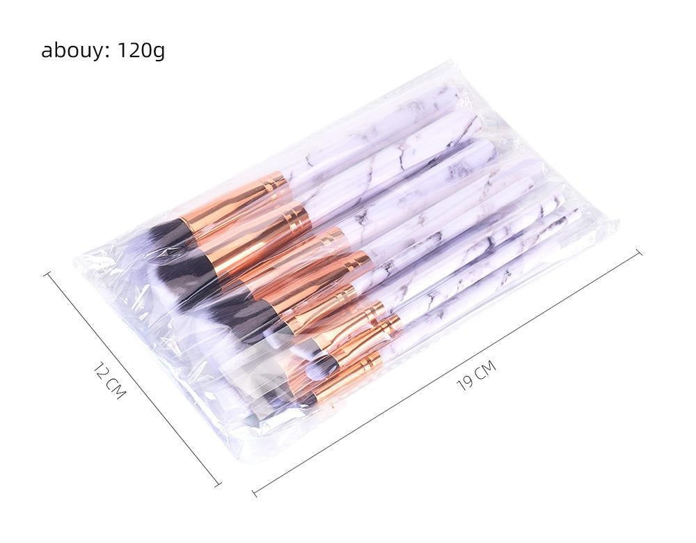 Marble Pattern Makeup Brush Set – 10pcs Professional Cosmetic Brush Kit