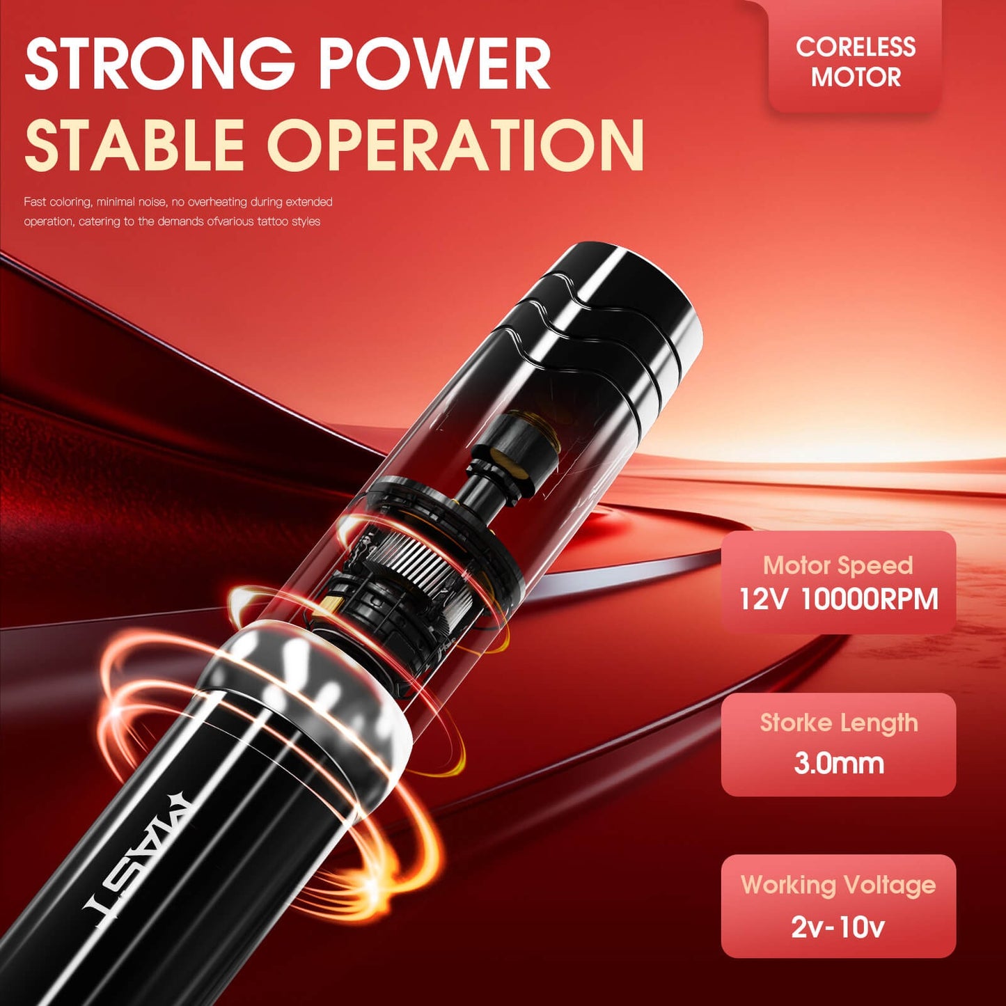 Mast P10 Pro Wireless Tattoo Machine Pen 3.0MM Stroke Starter Kit
