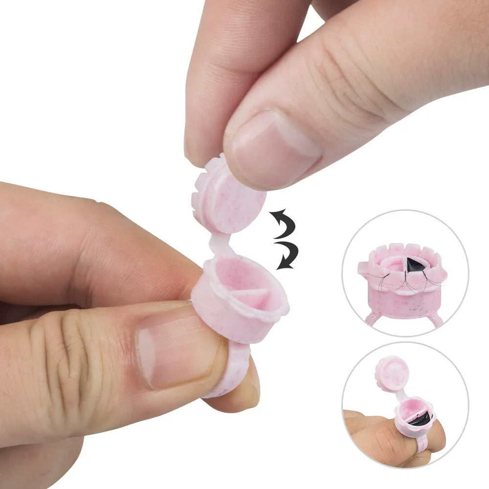 Multi-Function Flip-Lid Pigment Ring Cups – Divided PMU Ink Cups for Microblading, Tattoo & Beauty