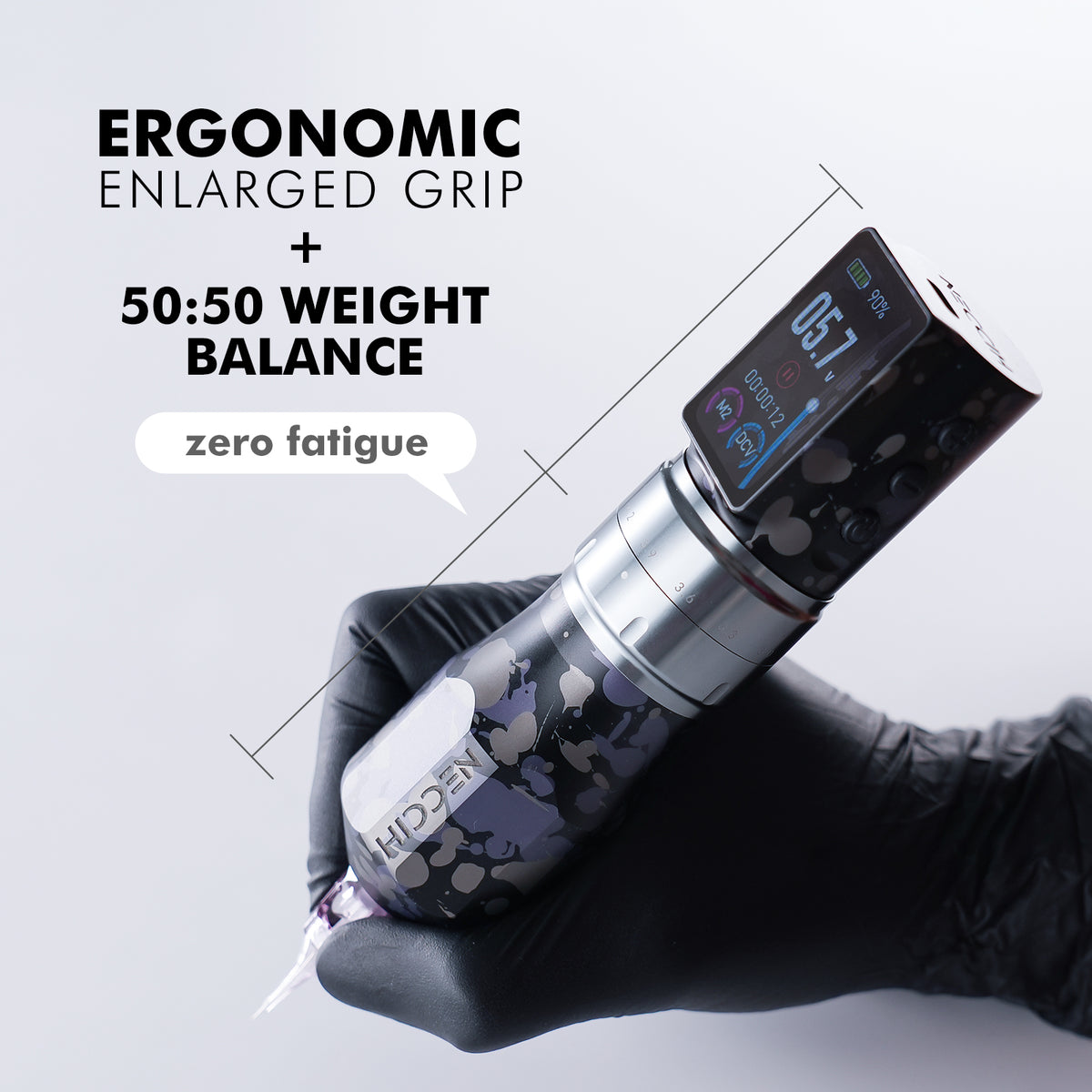 NECCIH CHROMASTRIKE Wireless Tattoo Machine – Adjustable Stroke, Dual 1800mAh Batteries
