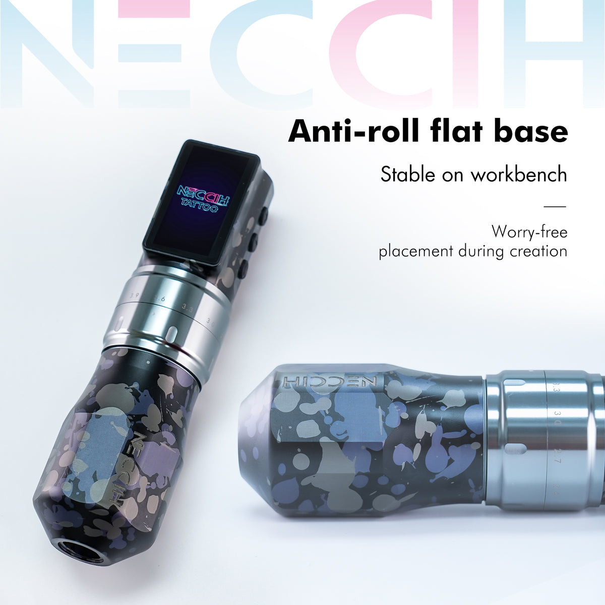 NECCIH CHROMASTRIKE Wireless Tattoo Machine – Adjustable Stroke, Dual 1800mAh Batteries