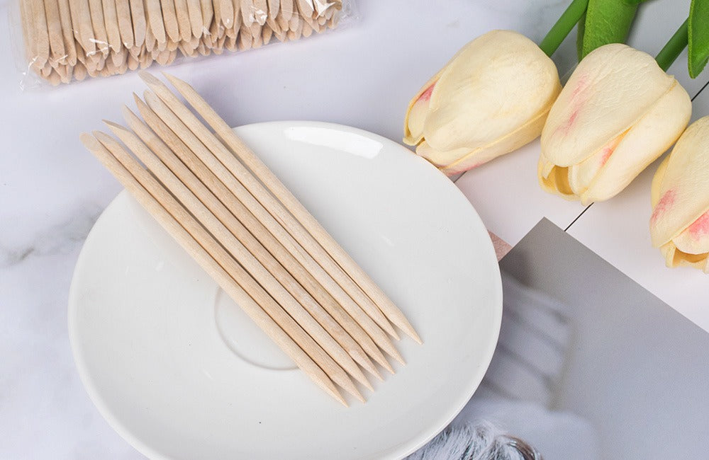 Nail & Cuticle Wooden Stick Set | About 100PCS Disposable Manicure Bamboo Sticks