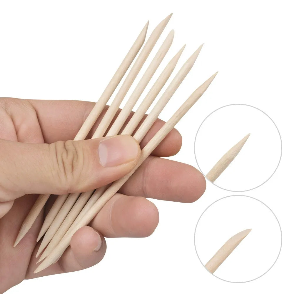 Nail & Cuticle Wooden Stick Set | About 100PCS Disposable Manicure Bamboo Sticks