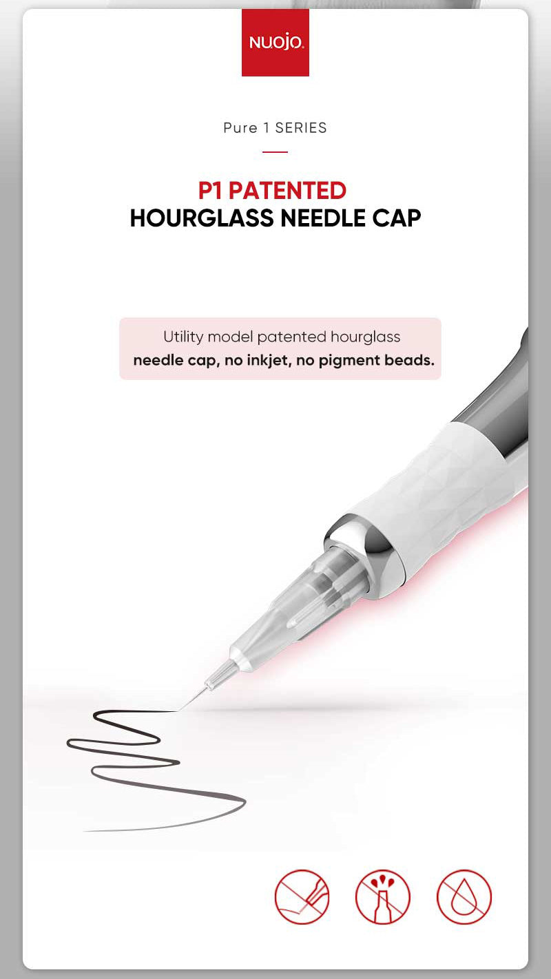 NUOJO Pure 1 Series P1 Traditional Needles & Patented Hourglass Needle Caps