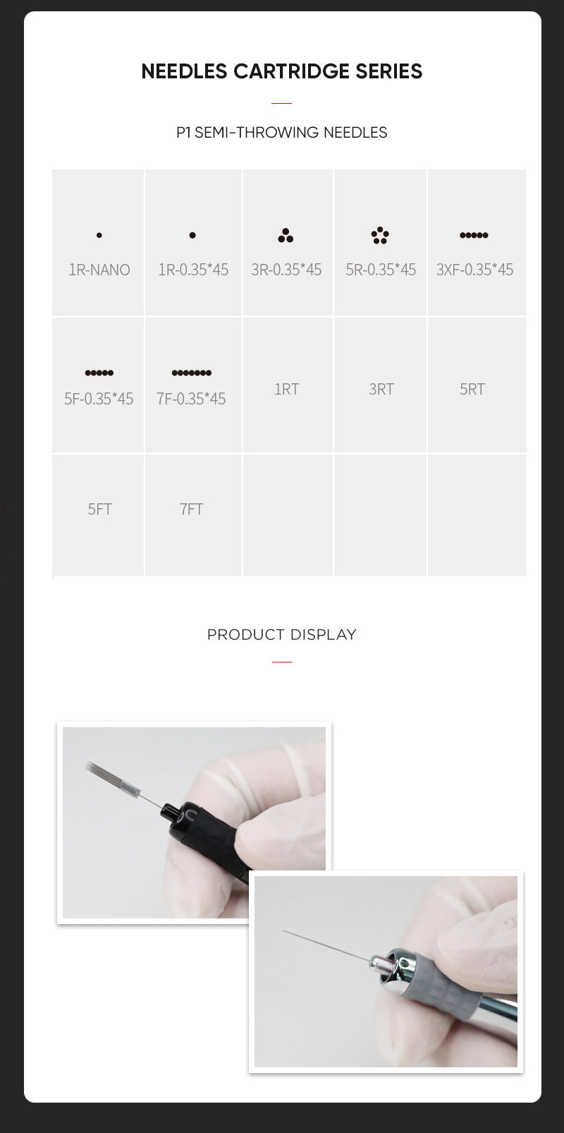 NUOJO Pure 1 Series P1 Traditional Needles & Patented Hourglass Needle Caps