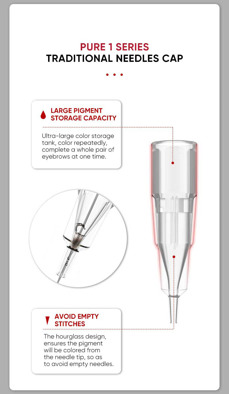NUOJO Pure 1 Series P1 Traditional Needles & Patented Hourglass Needle Caps