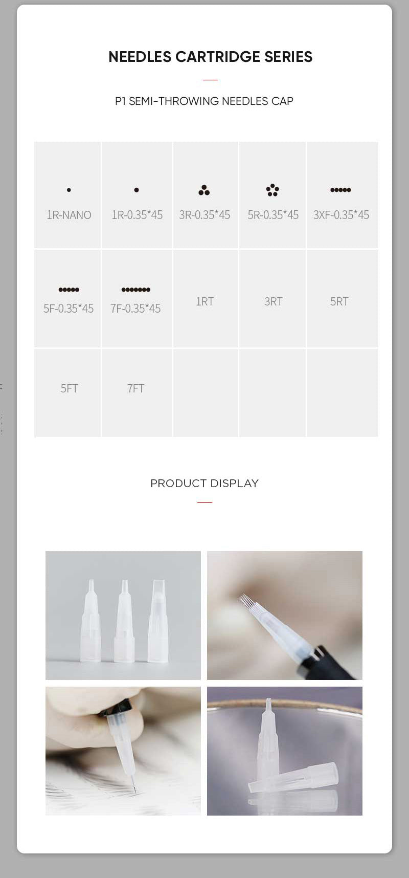 NUOJO Pure 1 Series P1 Traditional Needles & Patented Hourglass Needle Caps