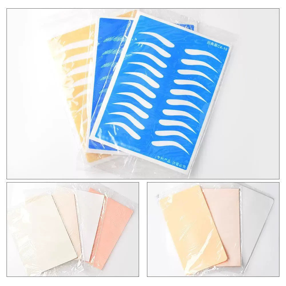 PMU Flexible Practice Skin – Eyebrow & Blank Training Sheets - 11 Styles