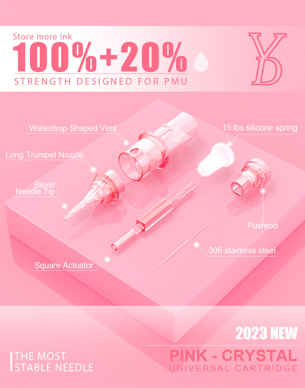 Pink Crystal Universal Cartridge Needles - Professional Cartridges for PMU and Tattoo Artists