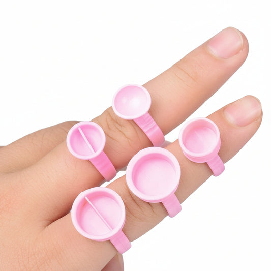 Pink PMU Pigment Ring Cups – Divided & Non-Divided Finger Ink Cups