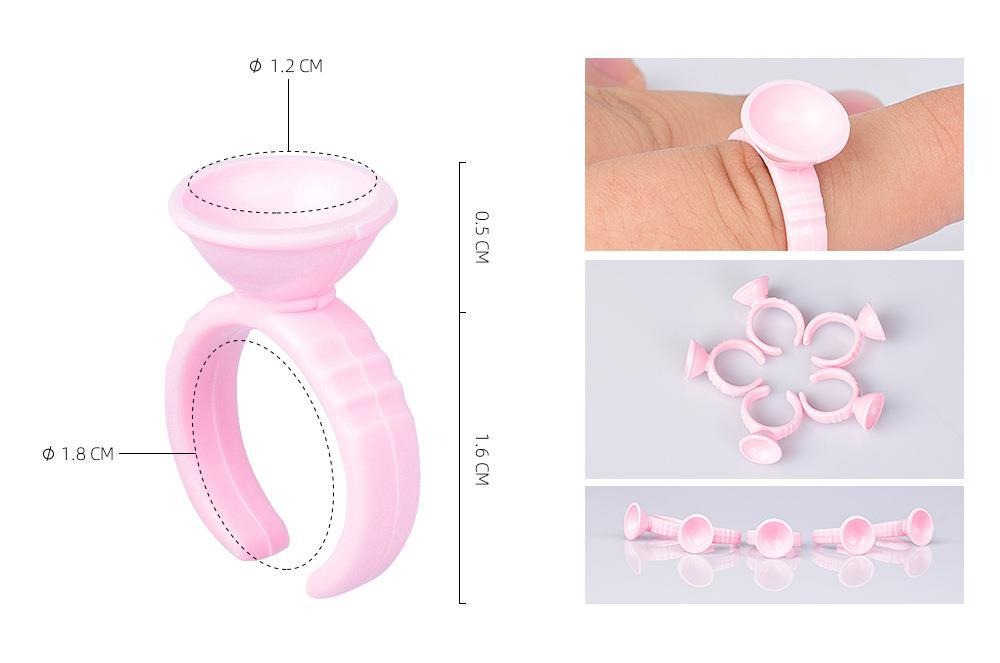 Pink PMU Pigment Ring Cups – Divided & Non-Divided Finger Ink Cups
