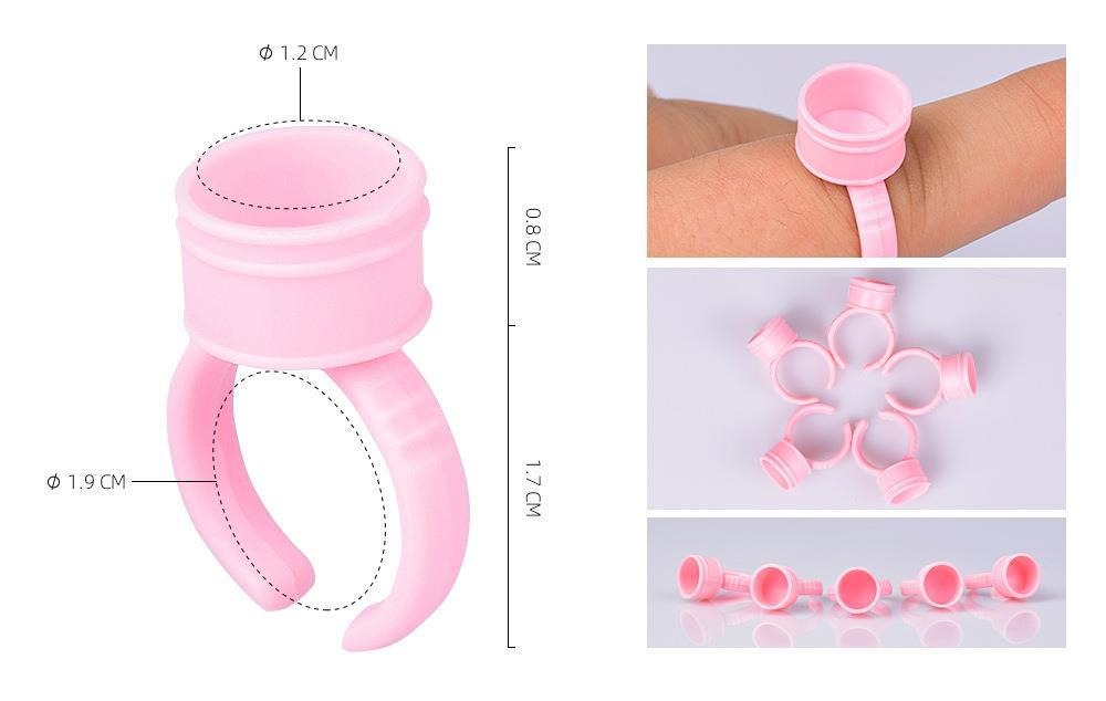 Pink PMU Pigment Ring Cups – Divided & Non-Divided Finger Ink Cups