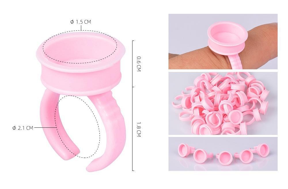 Pink PMU Pigment Ring Cups – Divided & Non-Divided Finger Ink Cups