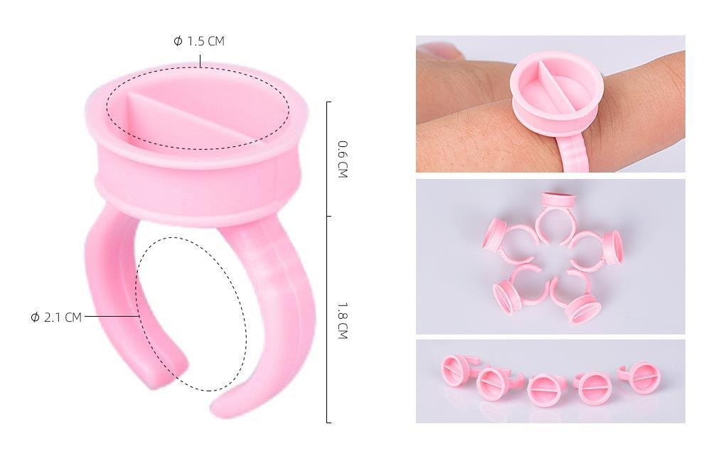 Pink PMU Pigment Ring Cups – Divided & Non-Divided Finger Ink Cups