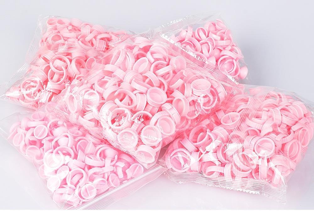 Pink PMU Pigment Ring Cups – Divided & Non-Divided Finger Ink Cups