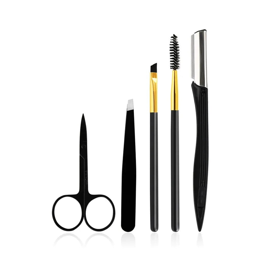 Professional 5-in-1 Eyebrow Grooming Kit – Stainless Steel Beauty Tools