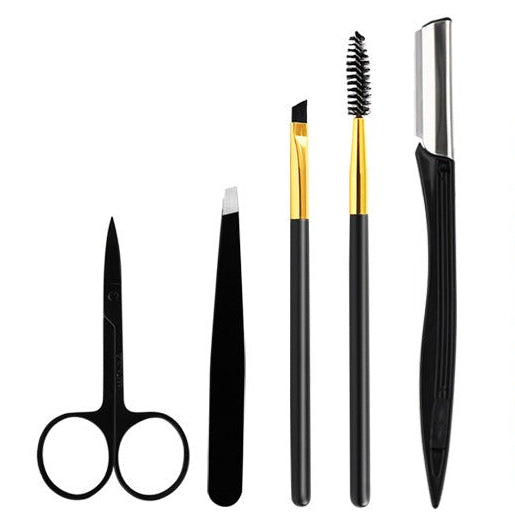 Professional 5-in-1 Eyebrow Grooming Kit – Stainless Steel Beauty Tools