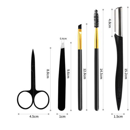Professional 5-in-1 Eyebrow Grooming Kit – Stainless Steel Beauty Tools