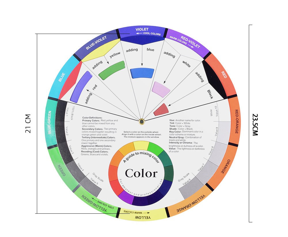 Professional Color Mixing Wheel for PMU, Tattoo & Nail Art – 14cm / 23.5cm