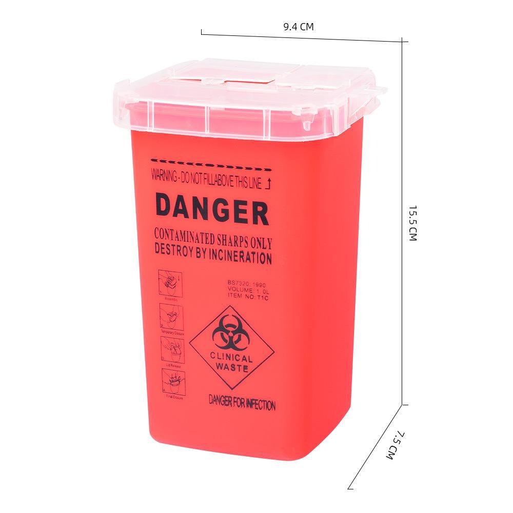 Professional Sharps Container for PMU & Tattoo Needles – 1.0L Disposable Needle Waste Collector