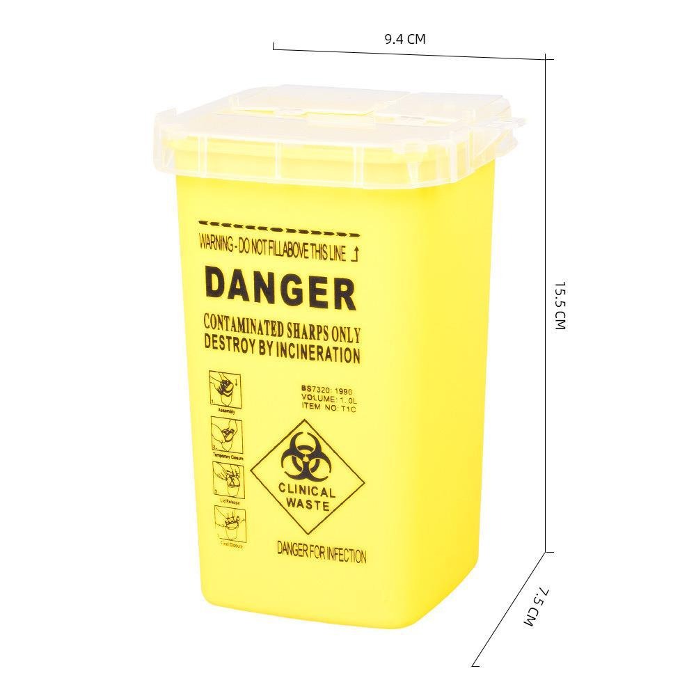 Professional Sharps Container for PMU & Tattoo Needles – 1.0L Disposable Needle Waste Collector