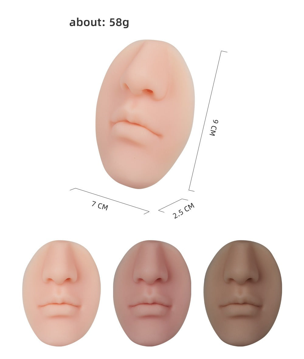 Silicone 3D Nose & Lips Practice Model – Realistic Training Tool for PMU, Makeup & Piercing Practice