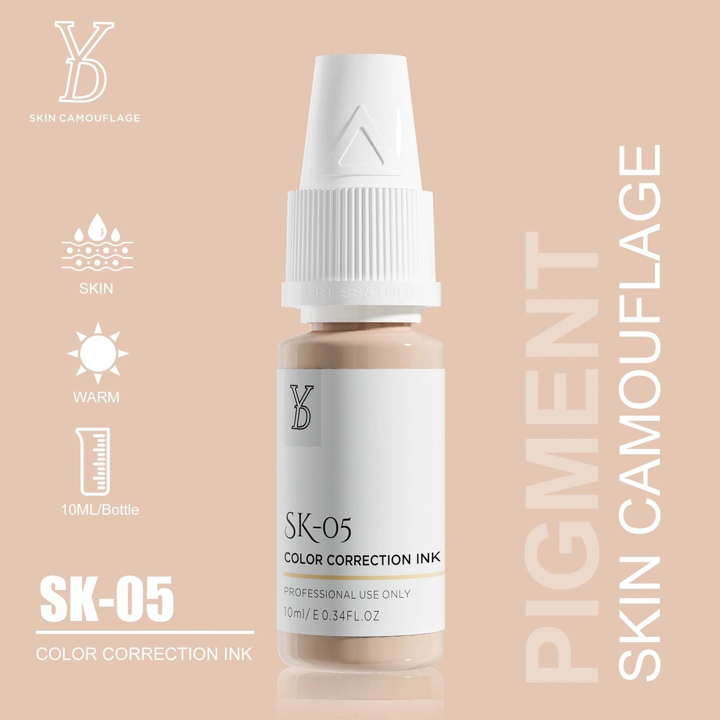 SK-05 YD Skin Camouflage Pigment 10ml – Light Warm Beige Color Correction Ink
