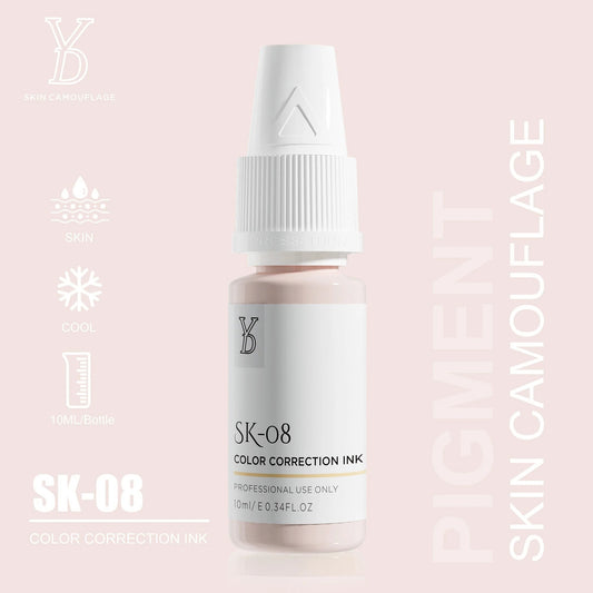 SK-08 YD Skin Camouflage Pigment 10ml – Very Light Cool Pink Beige Color Correction Ink