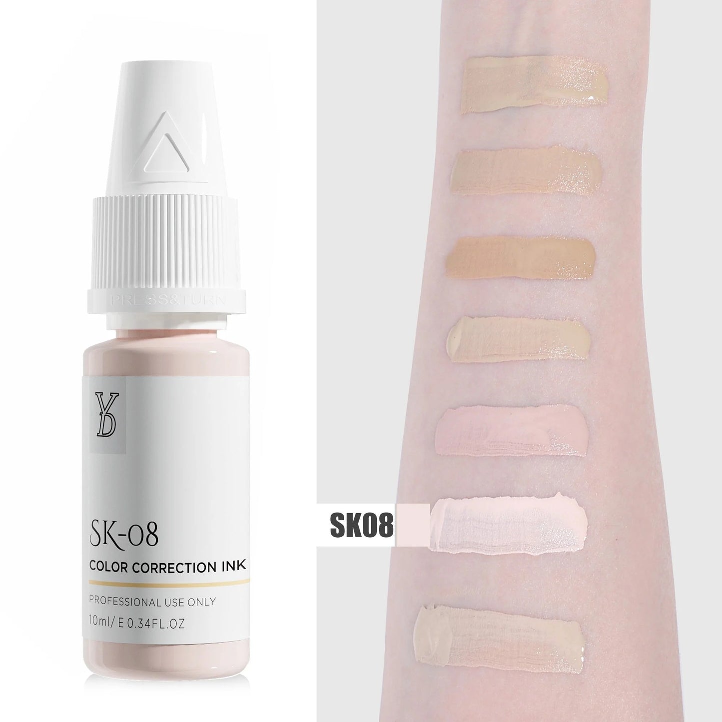 SK-08 YD Skin Camouflage Pigment 10ml – Very Light Cool Pink Beige Color Correction Ink