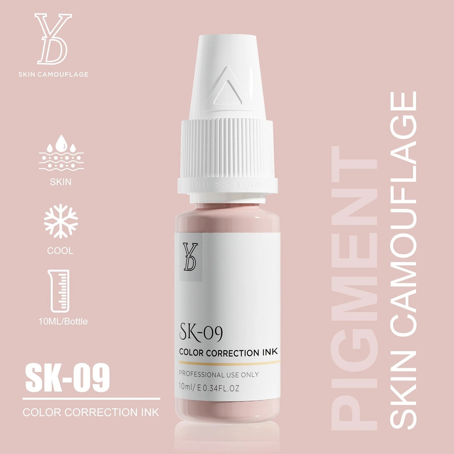 SK-09 YD Skin Camouflage Pigment 10ml – Light Cool Rosy Beige Color Correction Ink